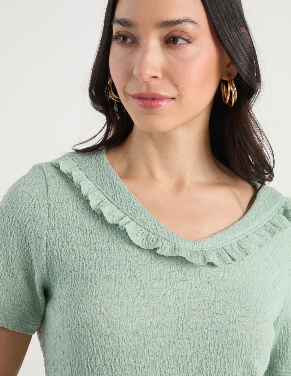 Playera manga corta cuello v para mujer 4