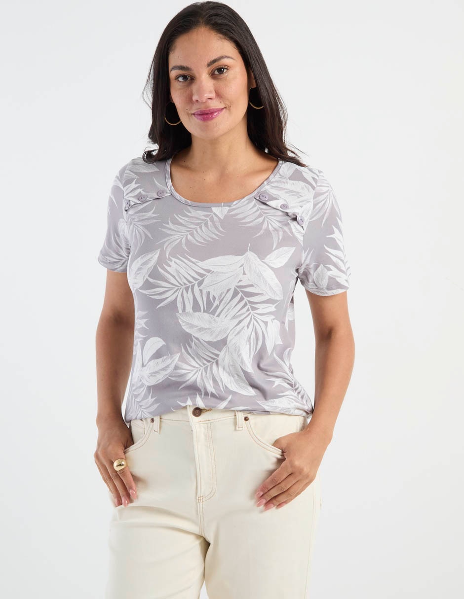 Playera manga corta cuello redondo para mujer