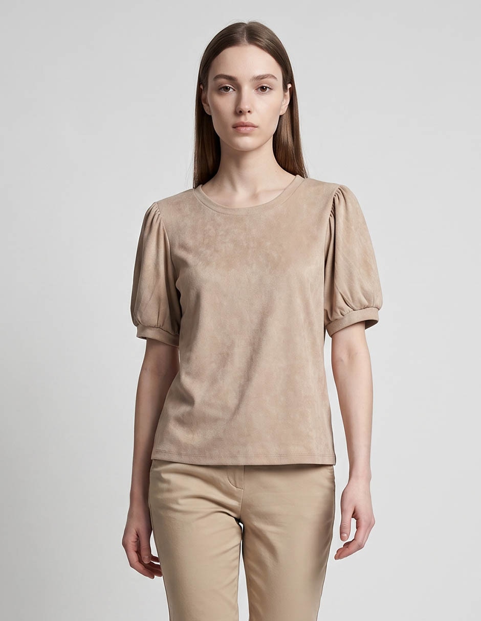 Playera manga corta cuello redondo para mujer