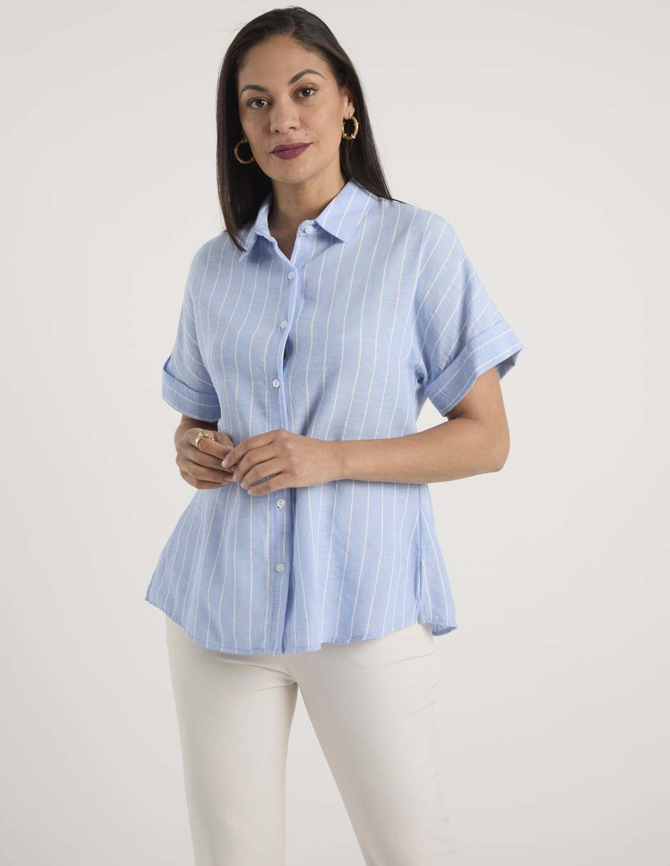 Blusa camisera manga corta para mujer 7