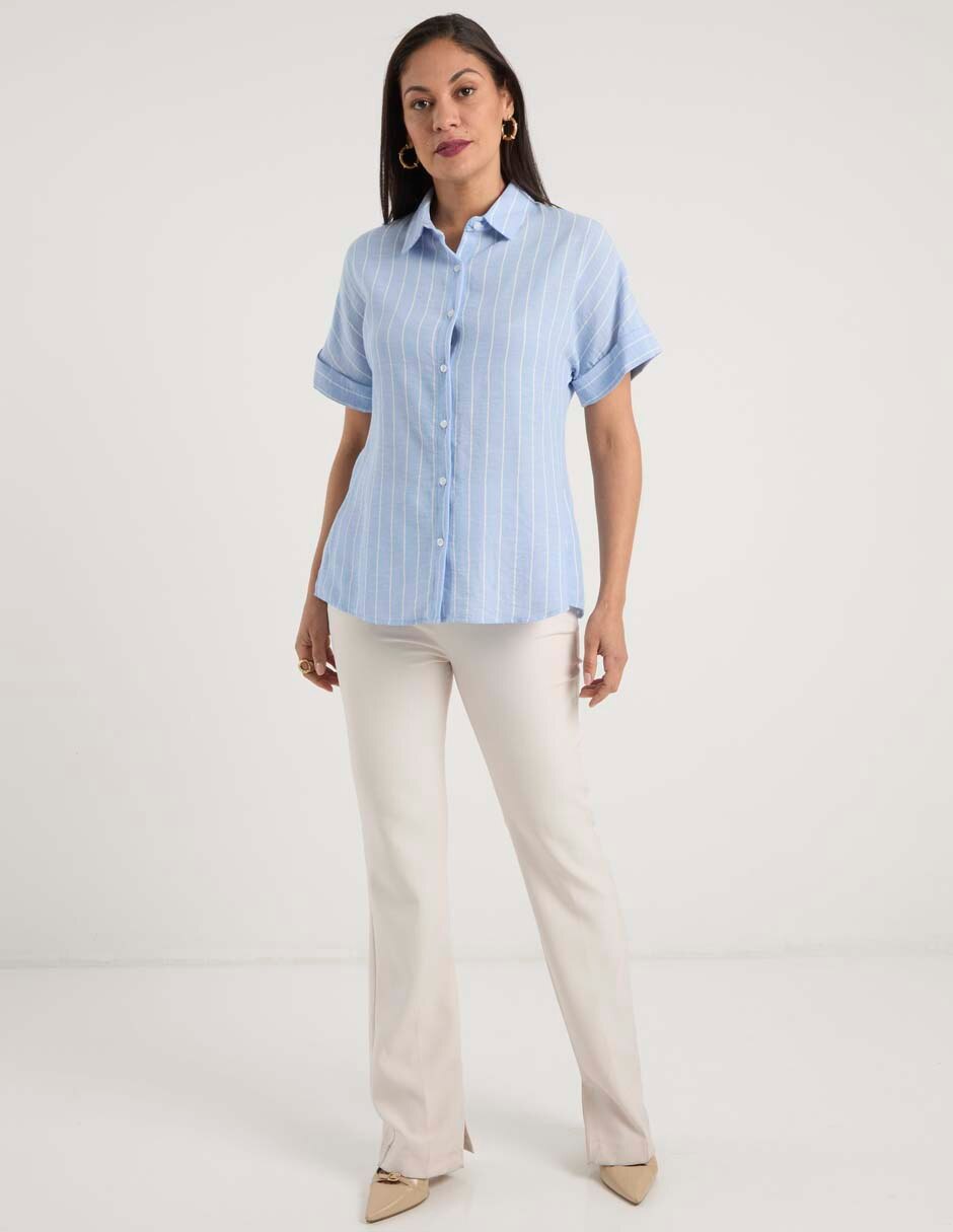 Blusa camisera manga corta para mujer 8