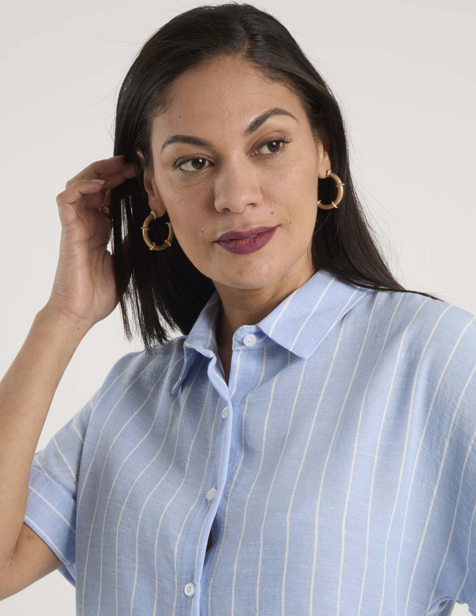 Blusa camisera manga corta para mujer 9
