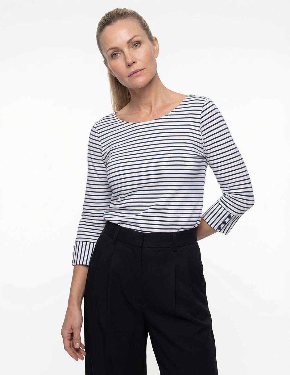 Playera manga 3/4 cuello redondo para mujer Playera manga 3/4 cuello redondo para mujer