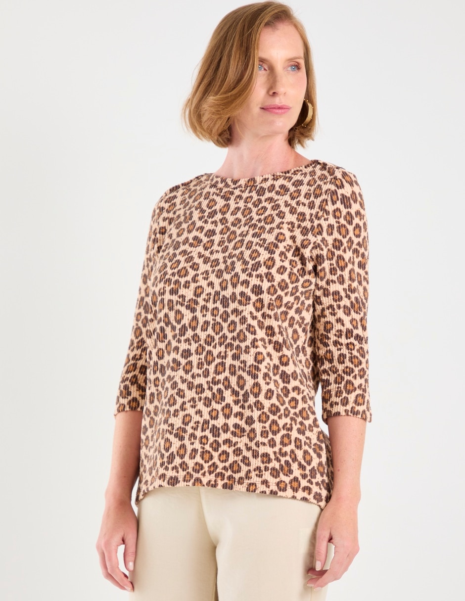 Playera manga 3/4 cuello redondo mujer Playera manga 3/4 cuello redondo mujer