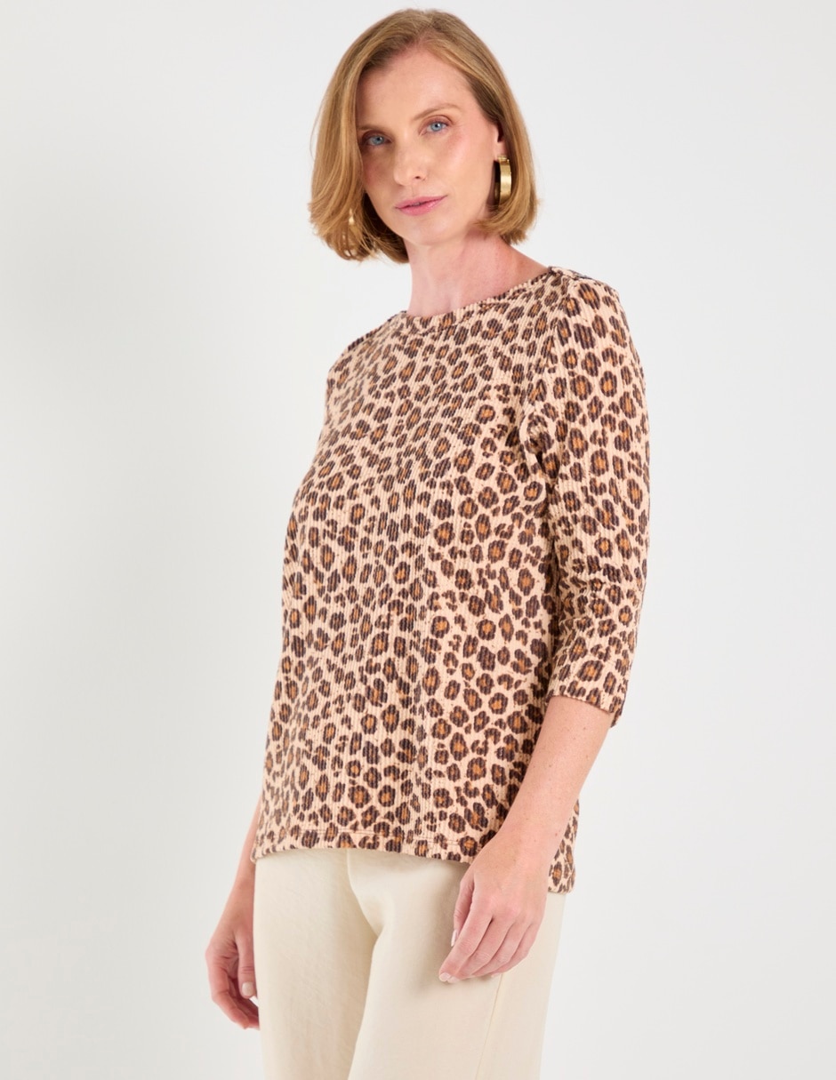 Playera manga 3/4 cuello redondo mujer 5