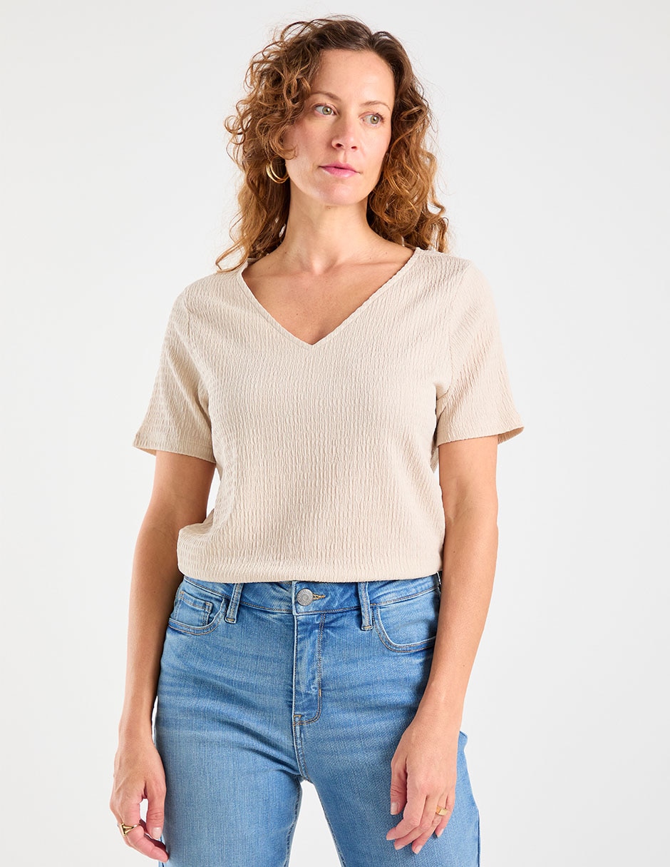Playera manga corta cuello v mujer Playera manga corta cuello v mujer