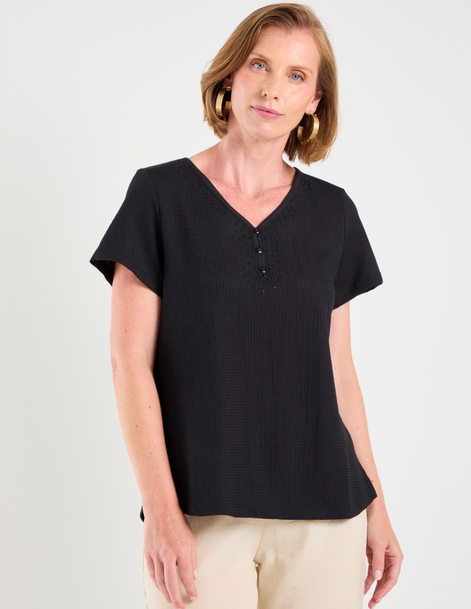 Playera manga corta cuello v mujer Playera manga corta cuello v mujer