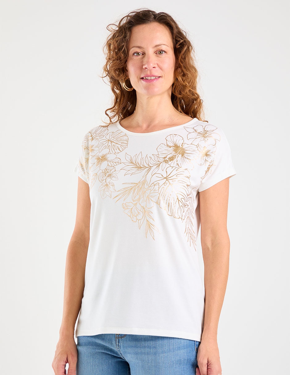 'playera' 'manga' corta primavera - verano 'cuello' redondo 'para mujer'