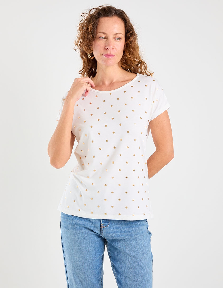 Playera manga corta cuello redondo para mujer