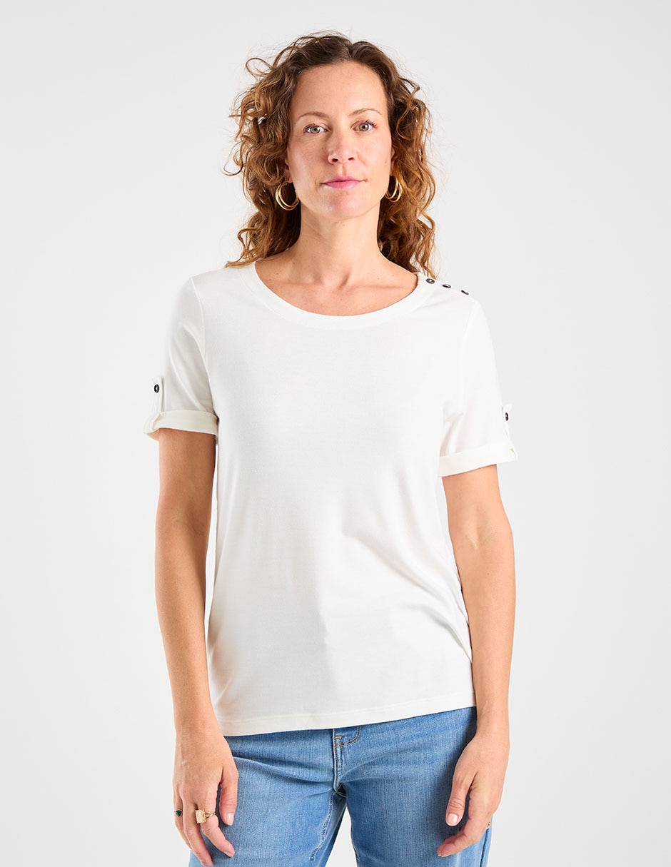 Playera manga corta cuello redondo mujer Playera manga corta cuello redondo mujer