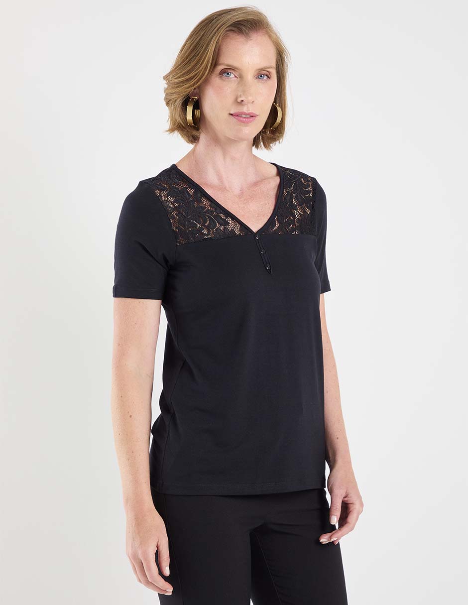 Playera manga corta cuello v mujer