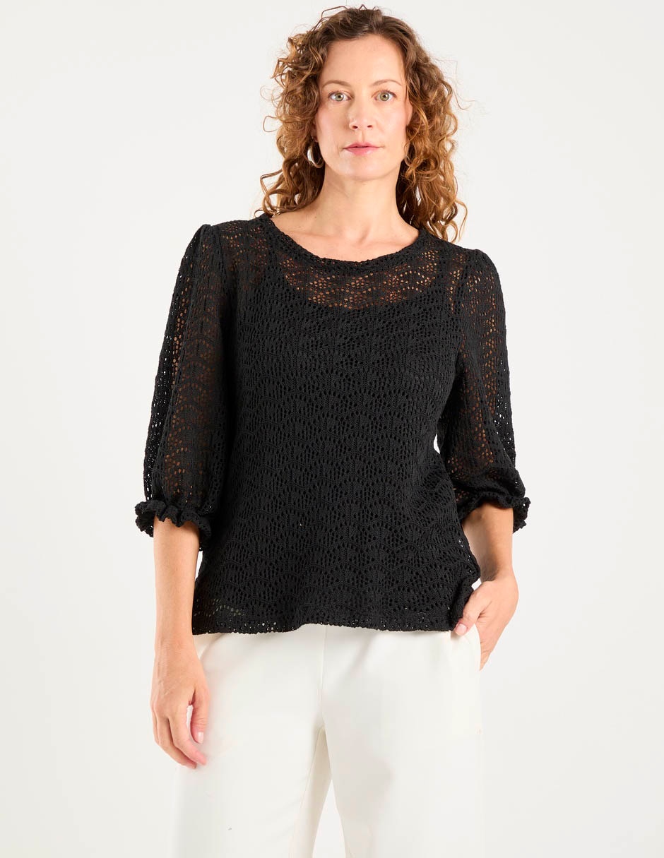 Playera manga 3/4 cuello redondo para mujer 1