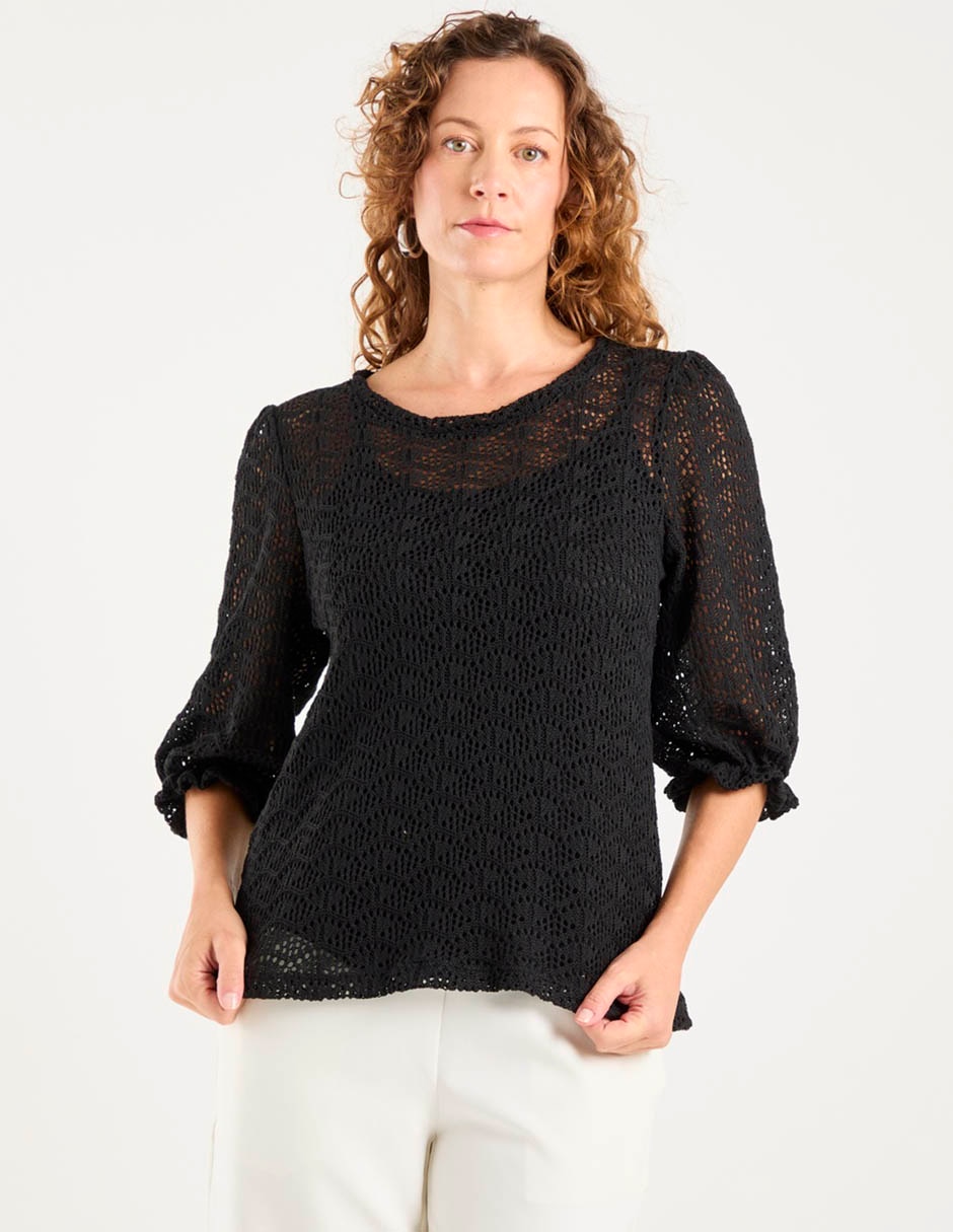 Playera manga 3/4 cuello redondo para mujer 7