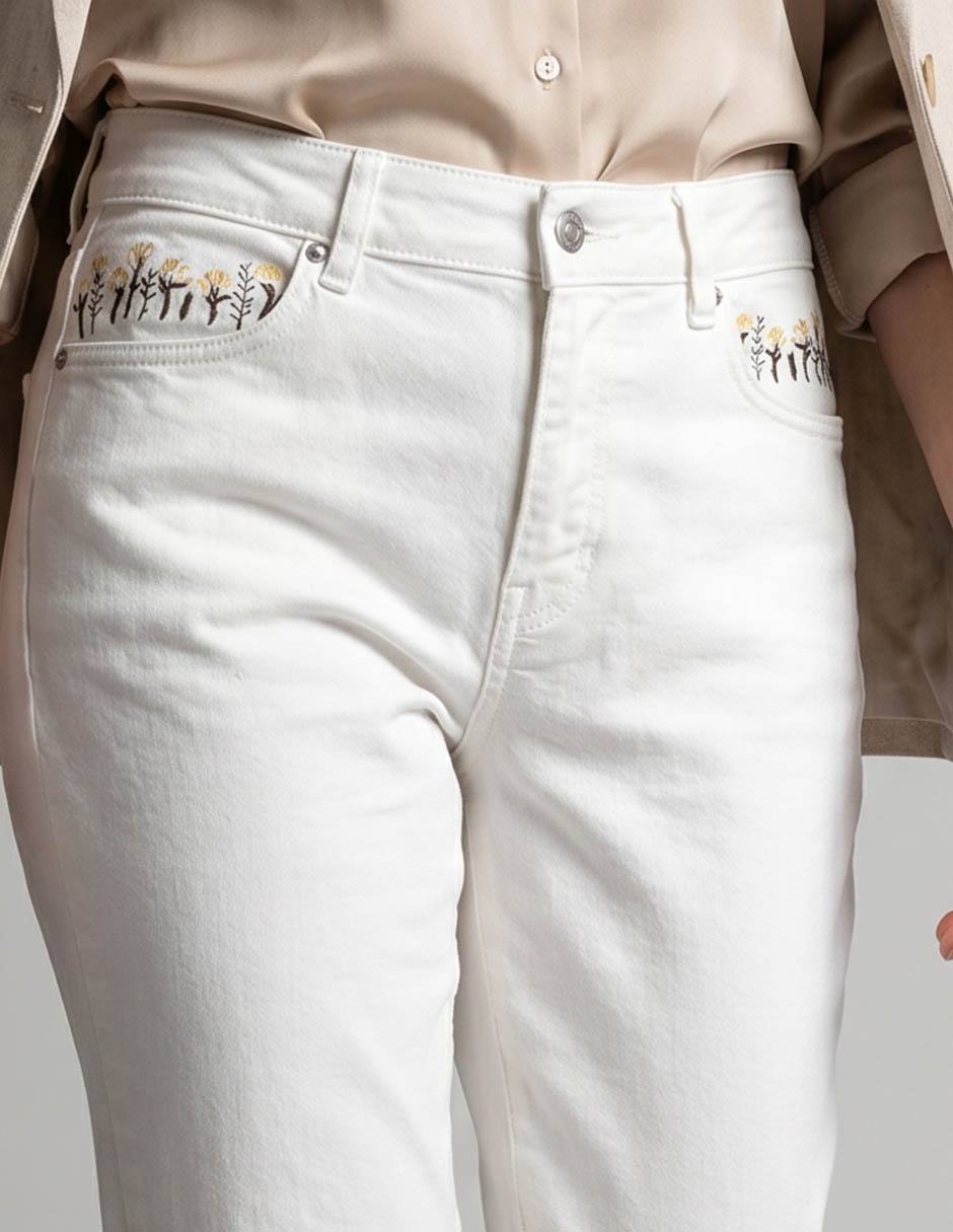 Jeans slim corte a la cintura para mujer 3