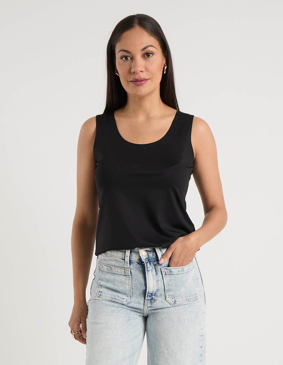 Top Chico's escote redondo tirante ancho