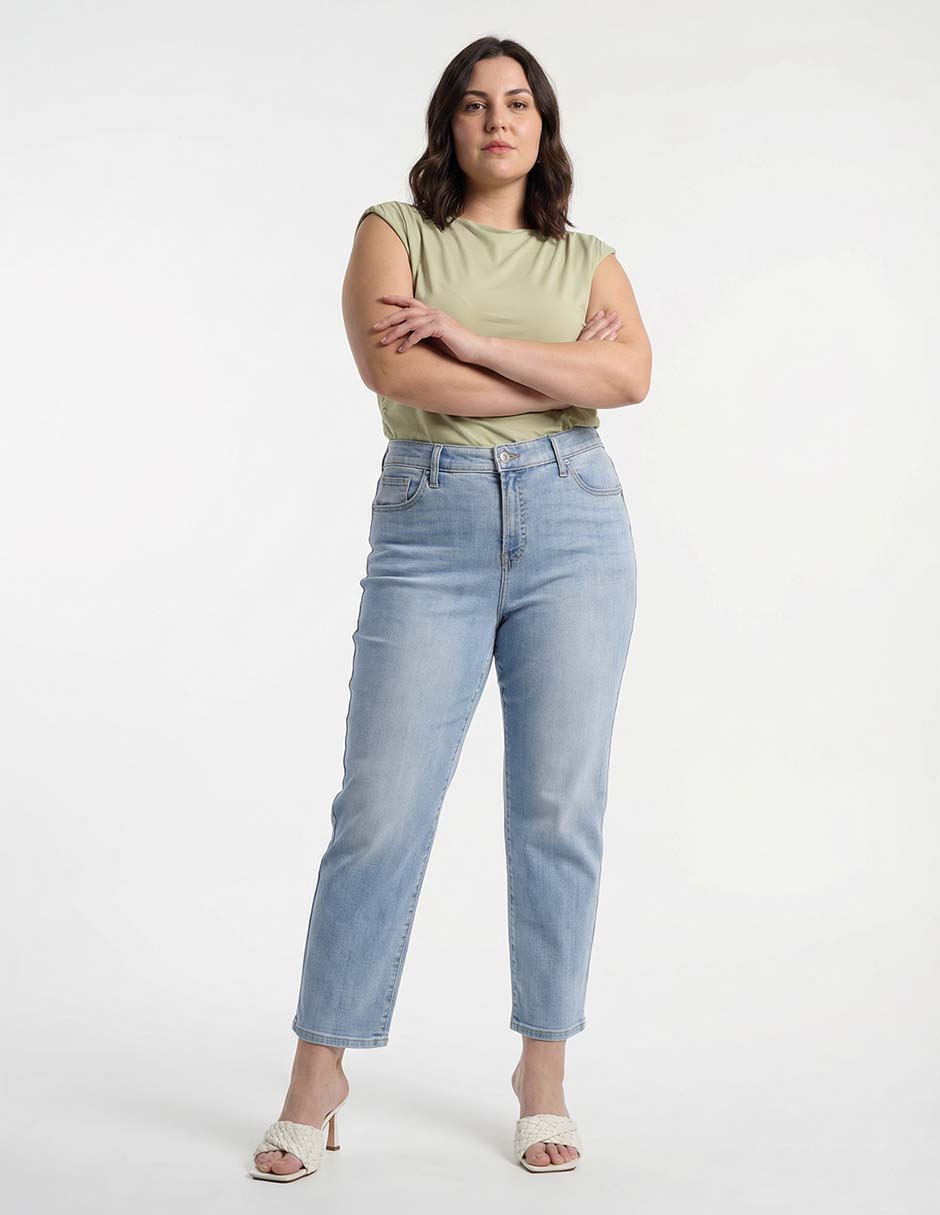 Jeans amplio cintura baja para mujer 4