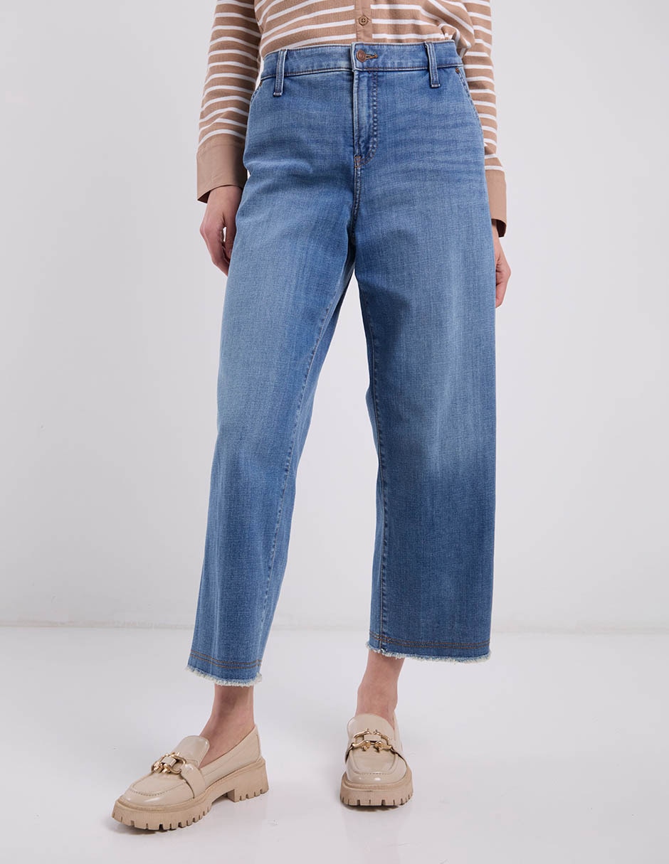Jeans relaxed amplio cintura baja para mujer 1