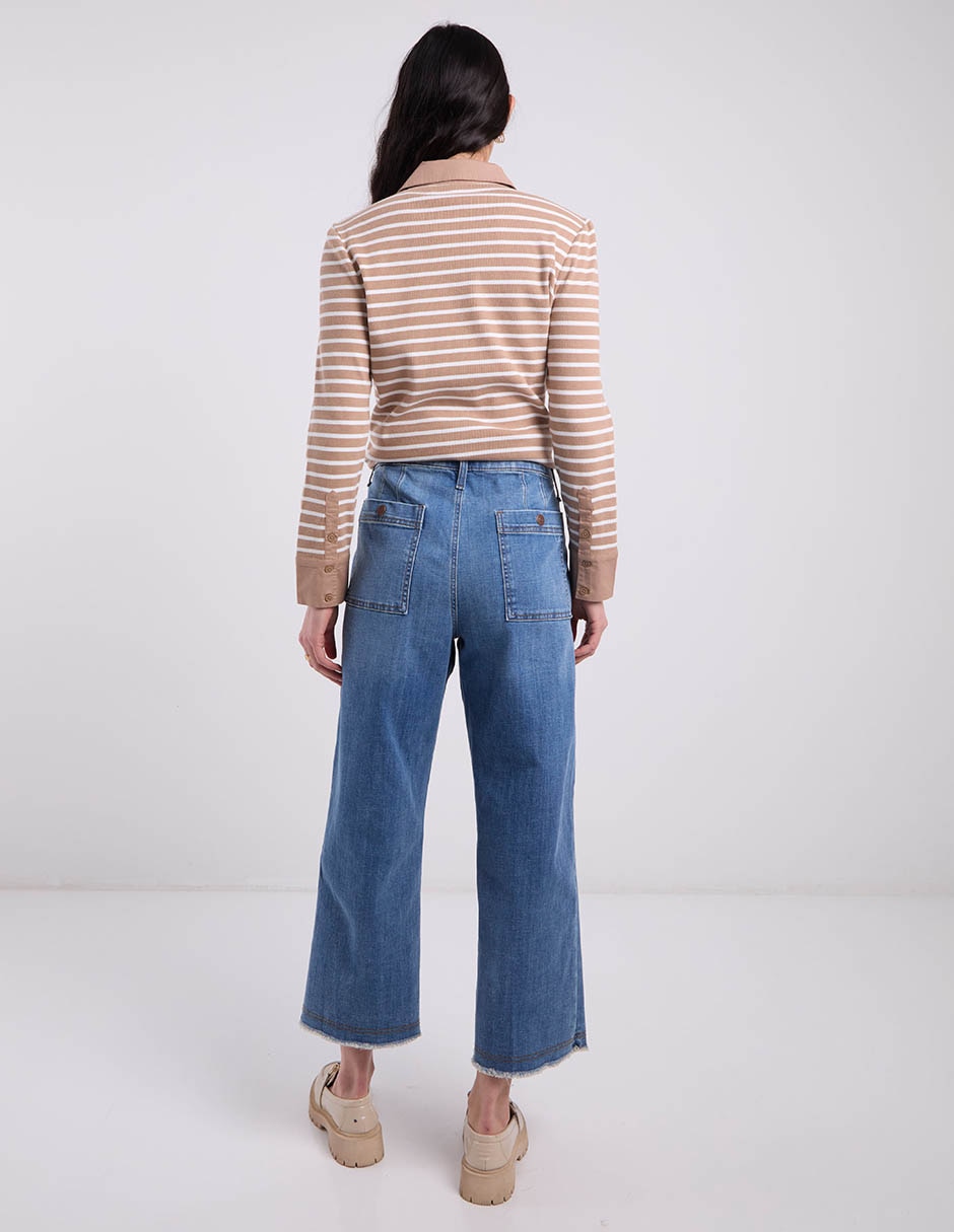 Jeans relaxed amplio cintura baja para mujer 6