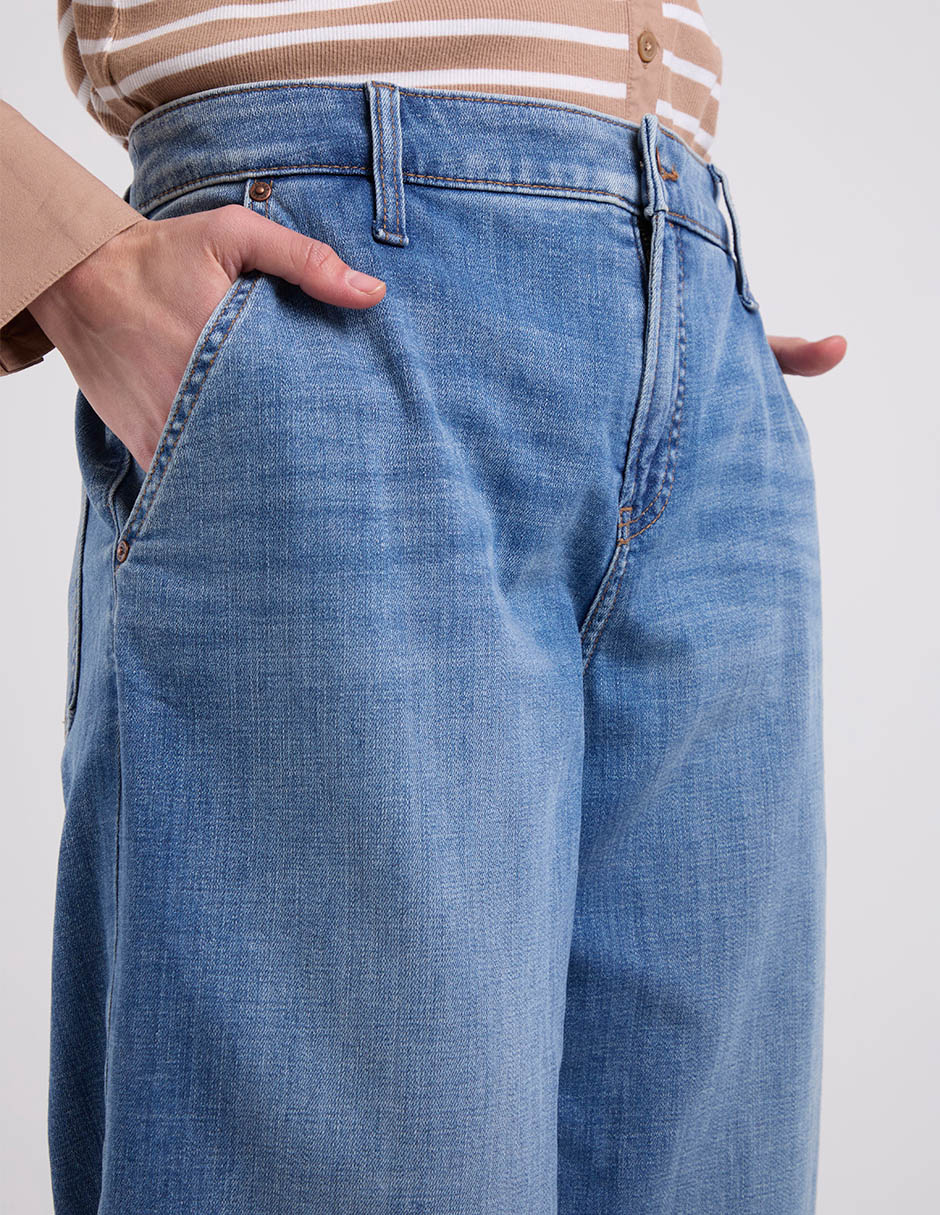 Jeans relaxed amplio cintura baja para mujer 8