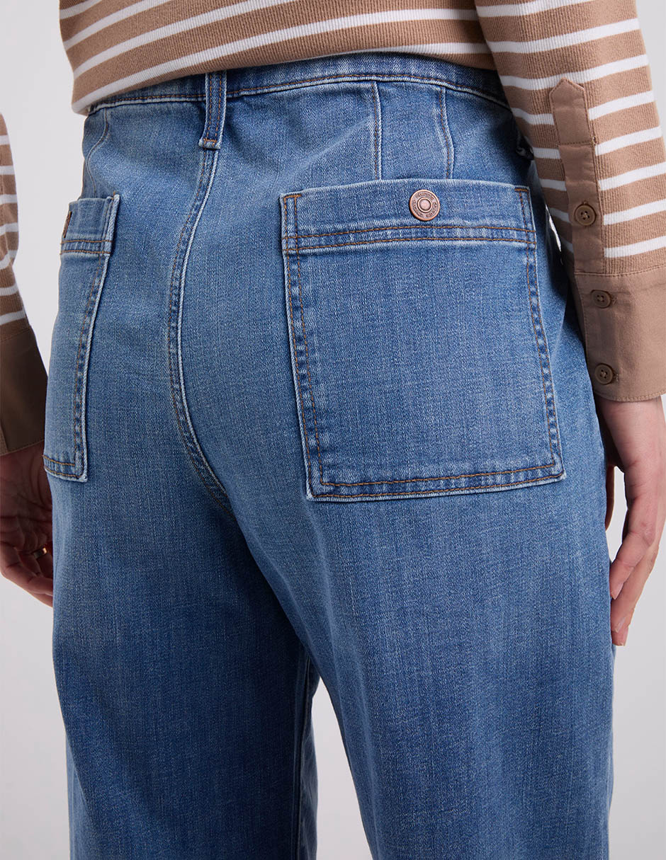 Jeans relaxed amplio cintura baja para mujer 9