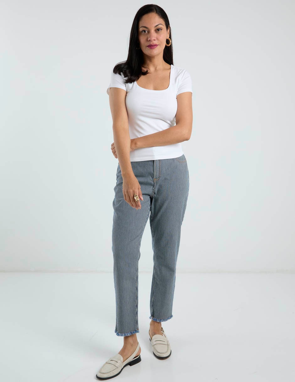 Jeans straight cintura media para mujer 6