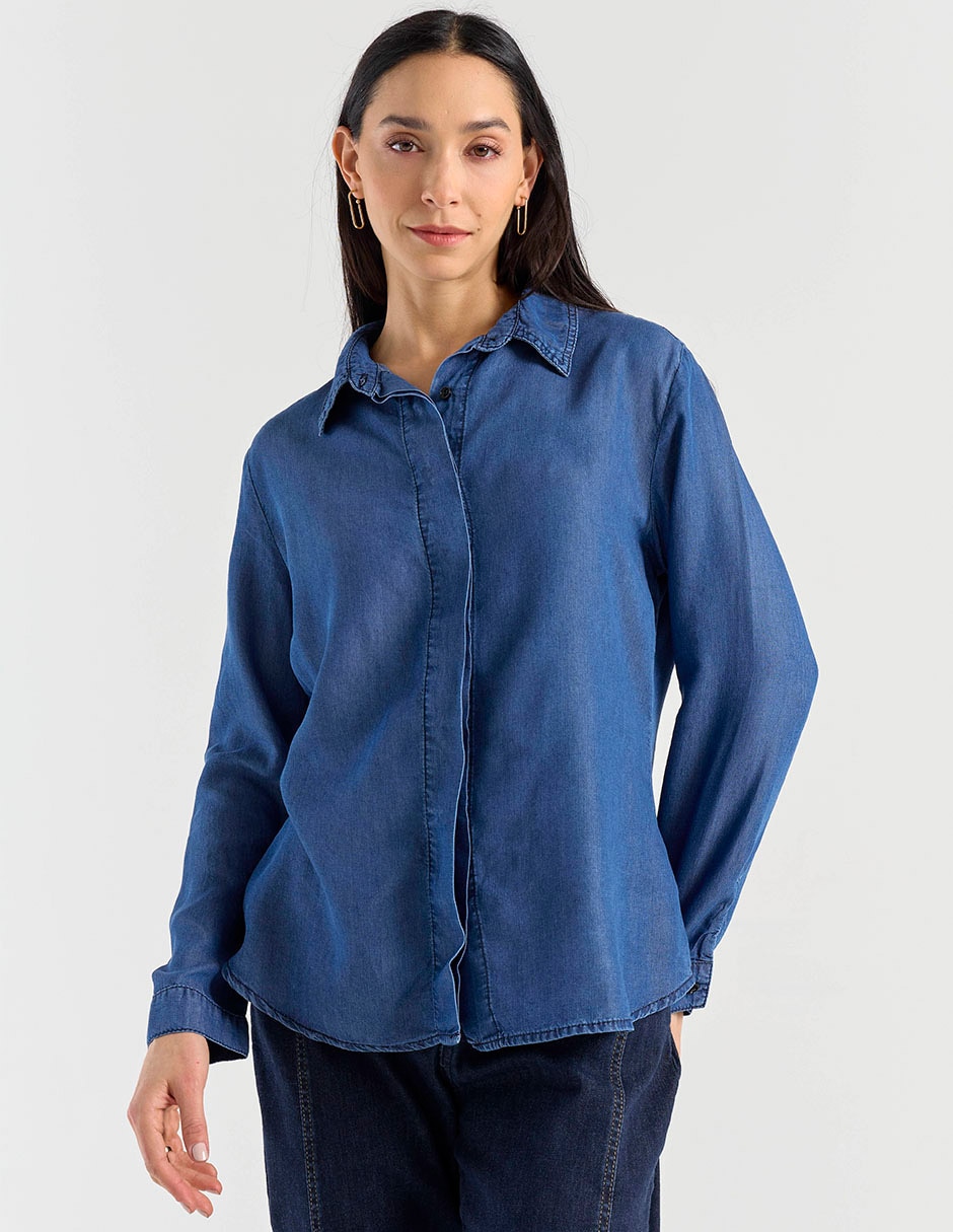 Blusa camisera manga larga para mujer 1