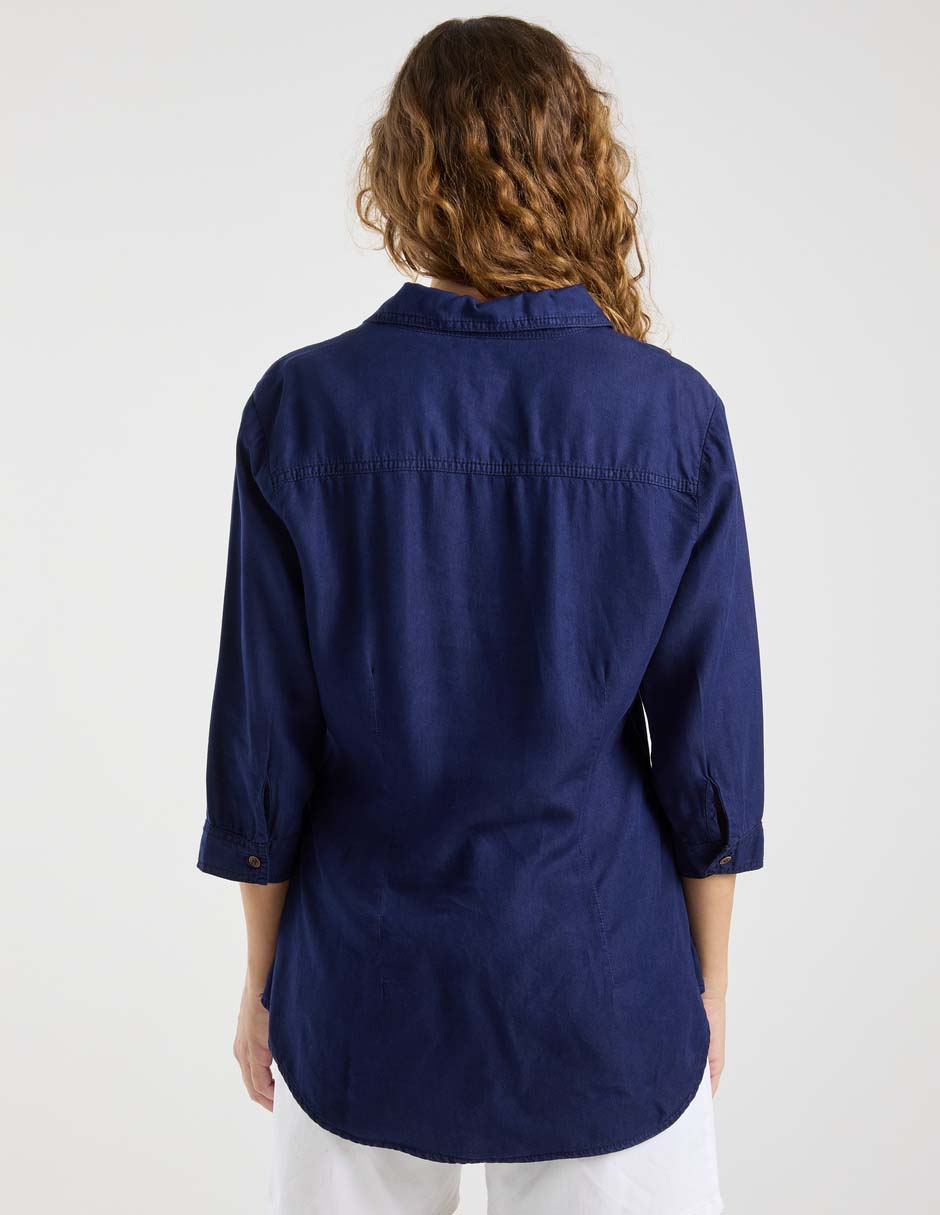 Blusa camisera manga 3/4 para mujer 11