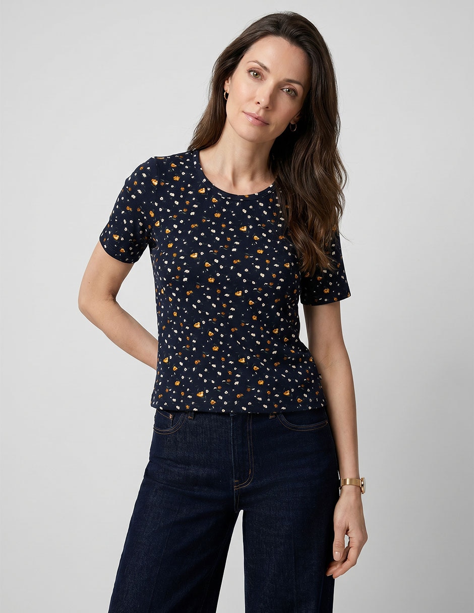 Playera manga corta cuello redondo para mujer