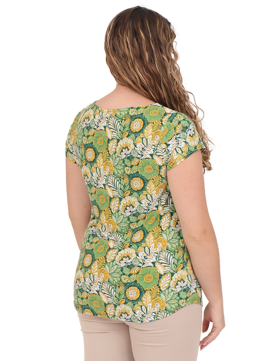 Blusa duplan petite manga corta para mujer