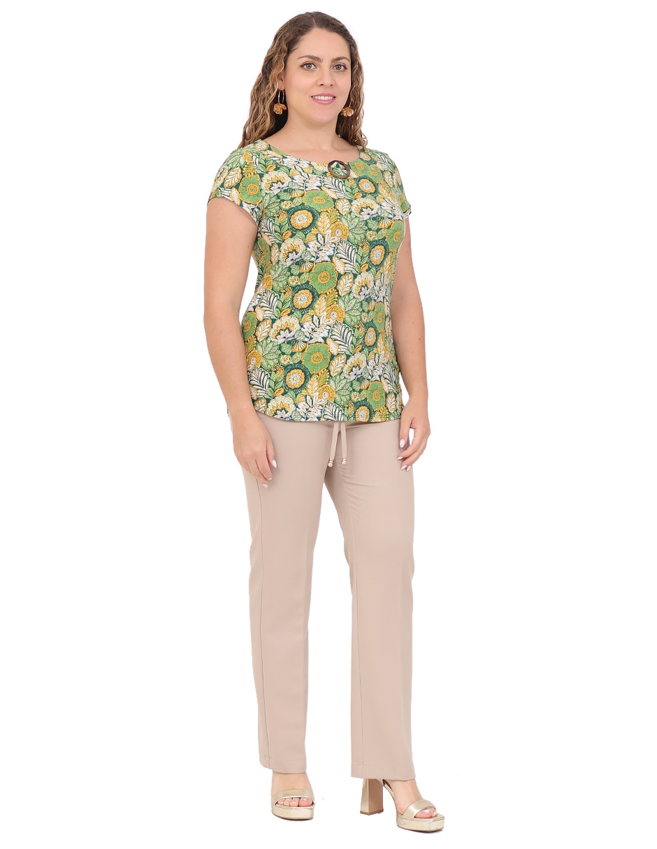 Blusa duplan petite manga corta para mujer