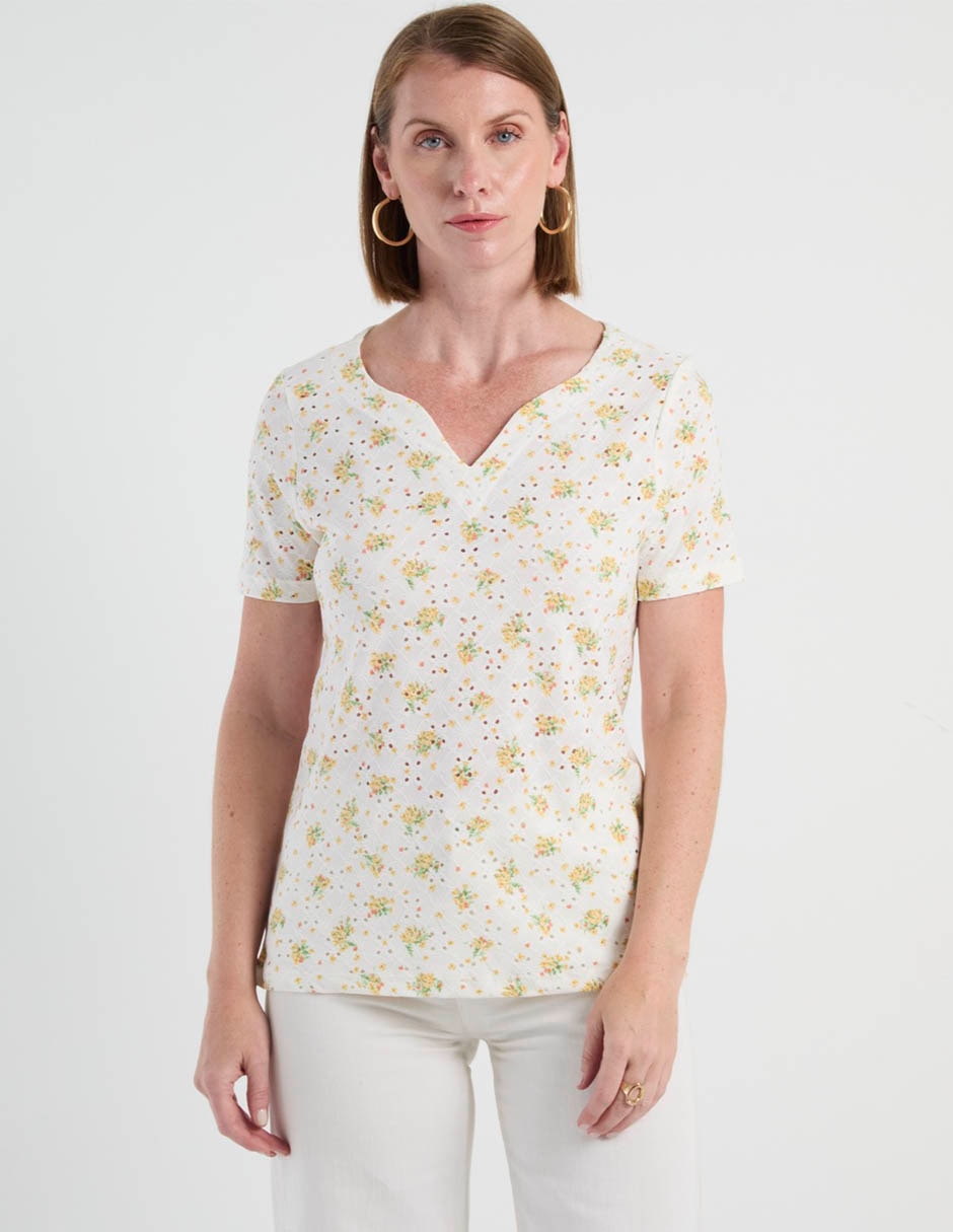 Playera manga corta cuello redondo para mujer