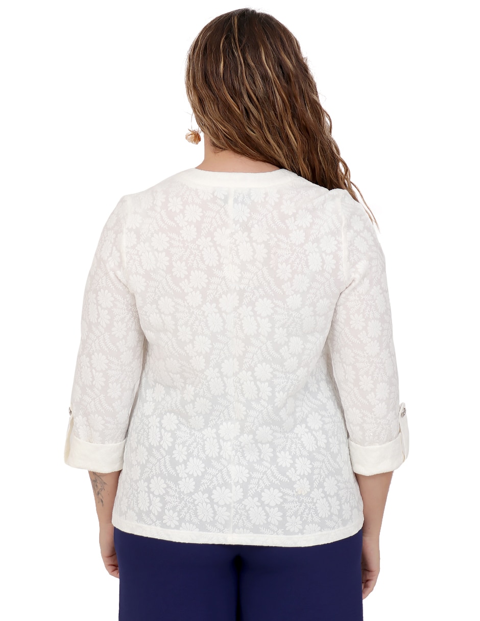 Blusa duplan petite manga 3/4 para mujer