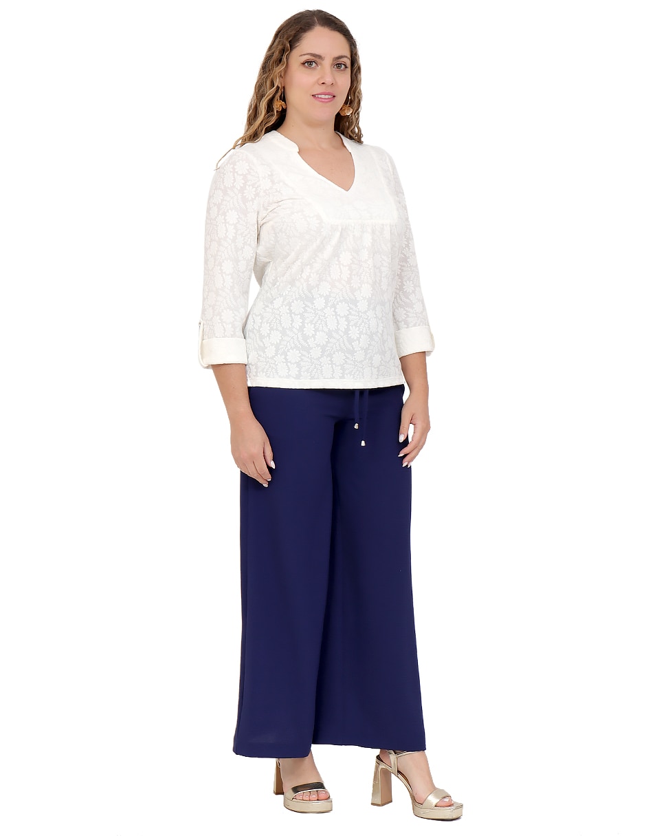 Blusa duplan petite manga 3/4 para mujer