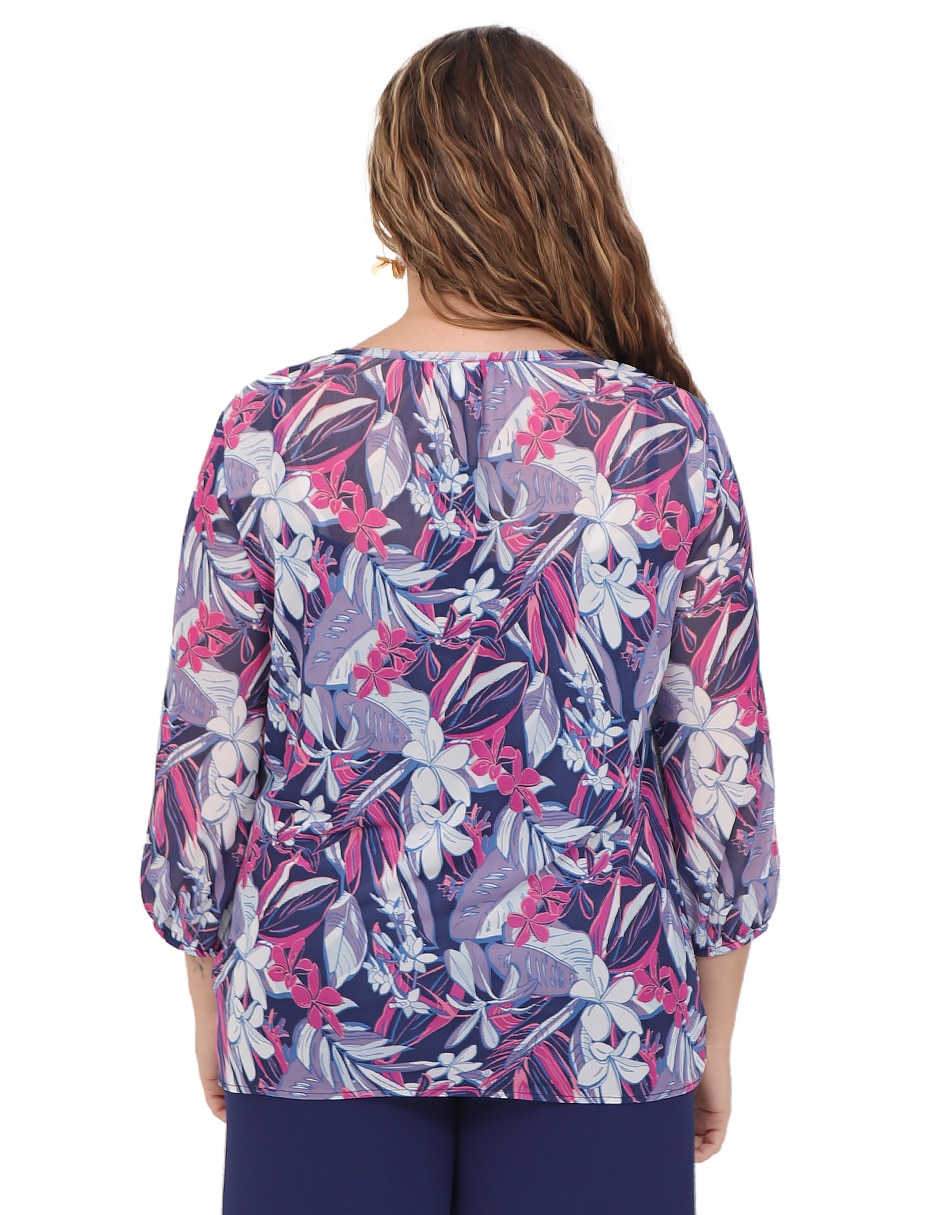 Blusa duplan petite manga 3/4 para mujer