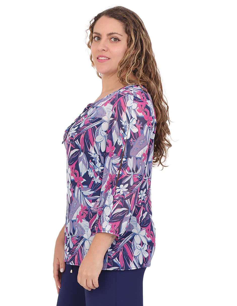 Blusa duplan petite manga 3/4 para mujer