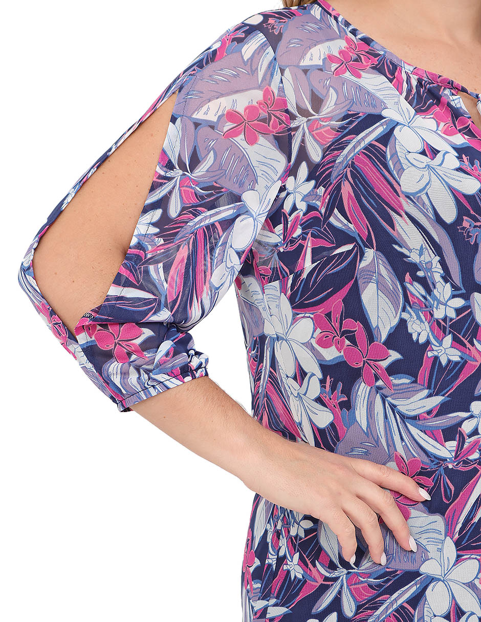 Blusa duplan petite manga 3/4 para mujer