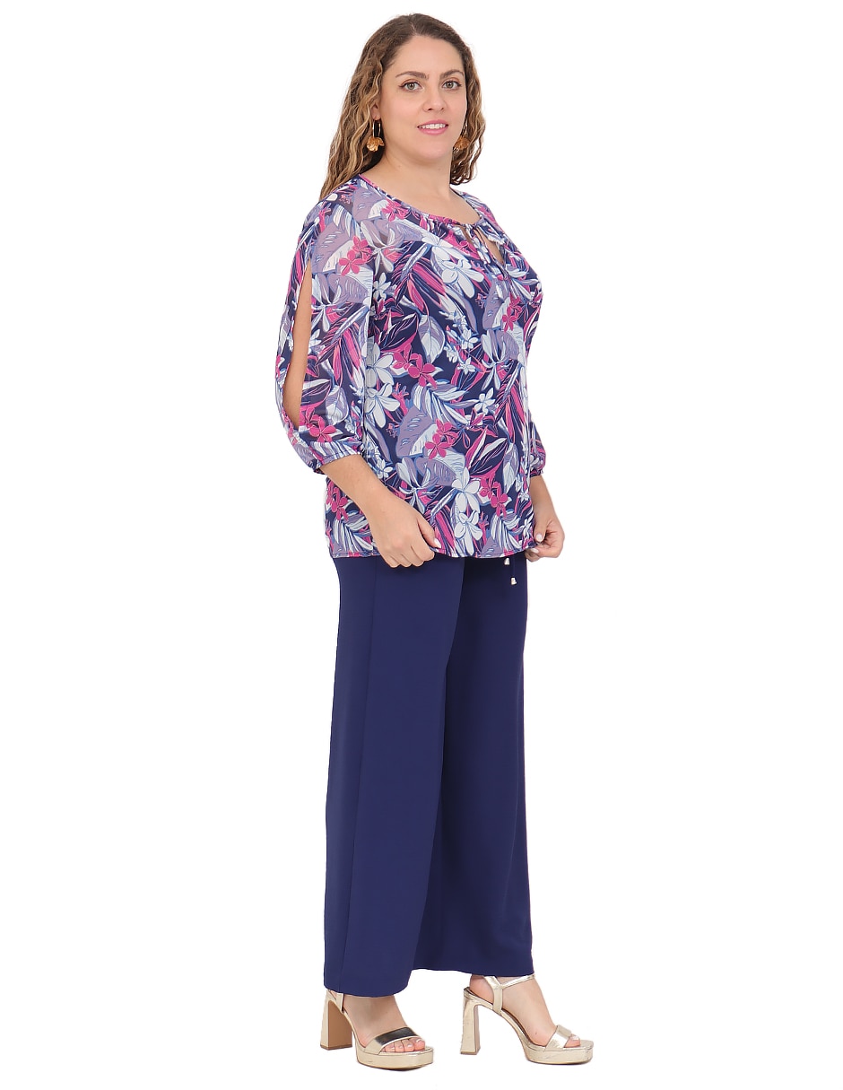 Blusa duplan petite manga 3/4 para mujer