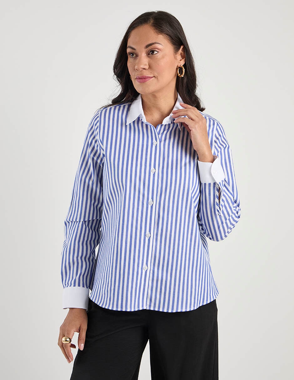 Blusa camisera manga larga para mujer 1