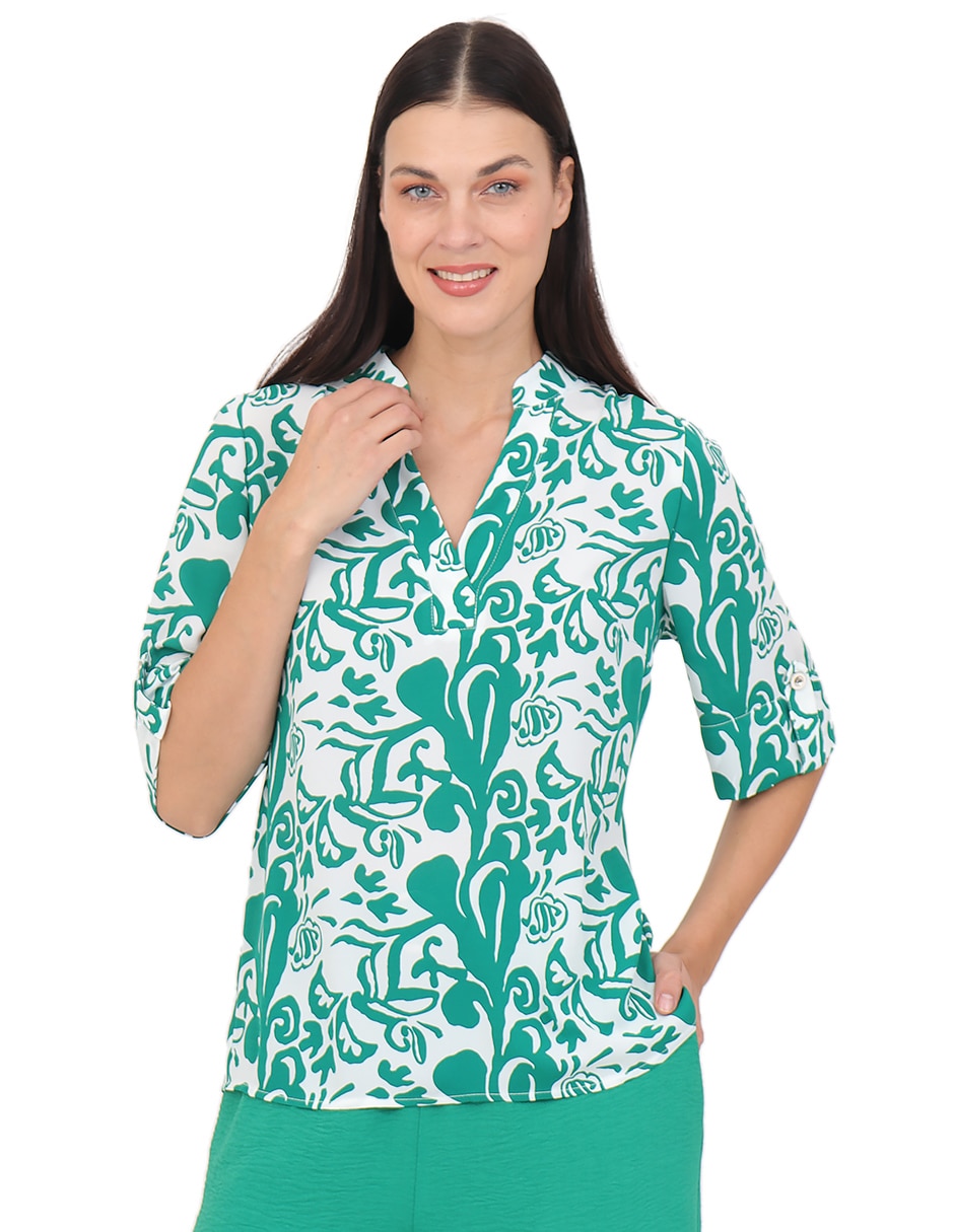 Blusa manga al codo para mujer