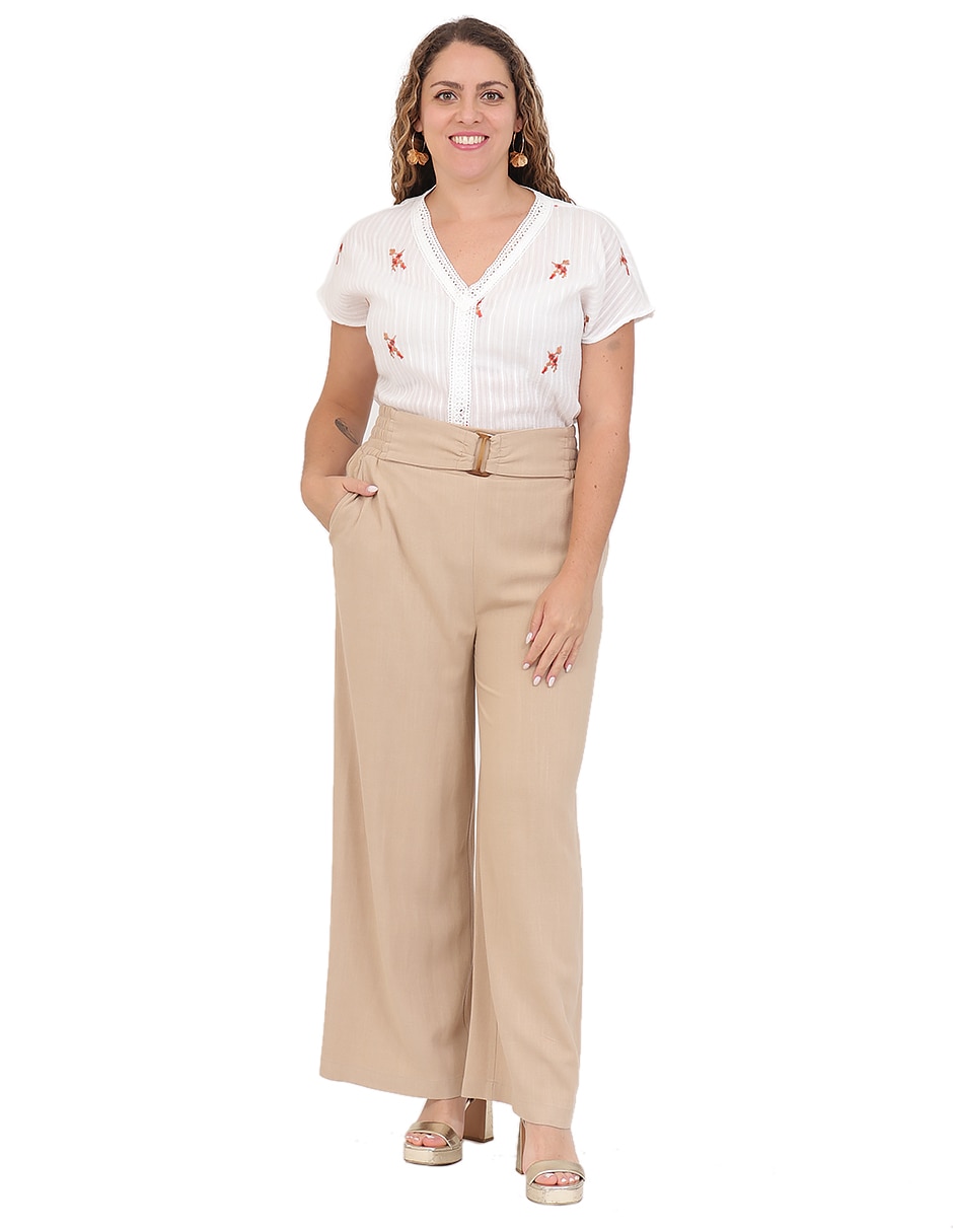 Pantalón duplan petite amplio para mujer