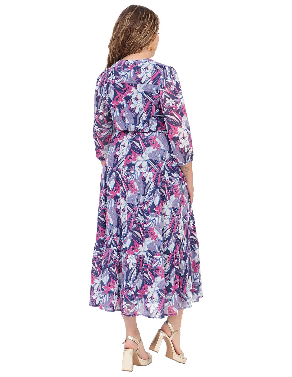 Vestido midi casual duplan petite para mujer