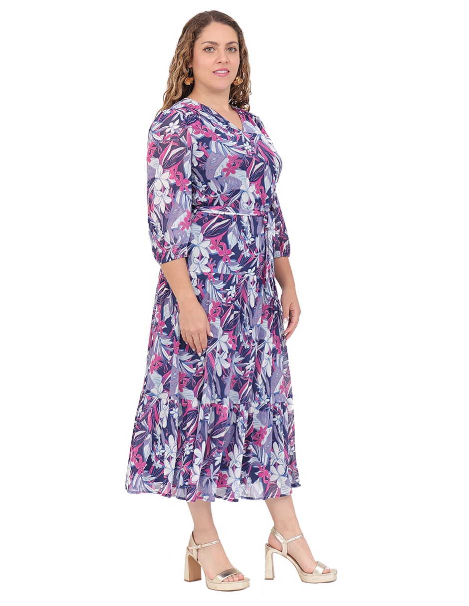 Vestido midi casual duplan petite para mujer