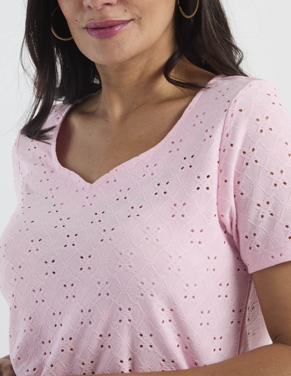 Playera manga corta cuello redondo para mujer 4