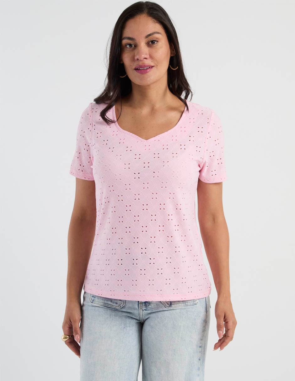 Playera manga corta cuello redondo para mujer