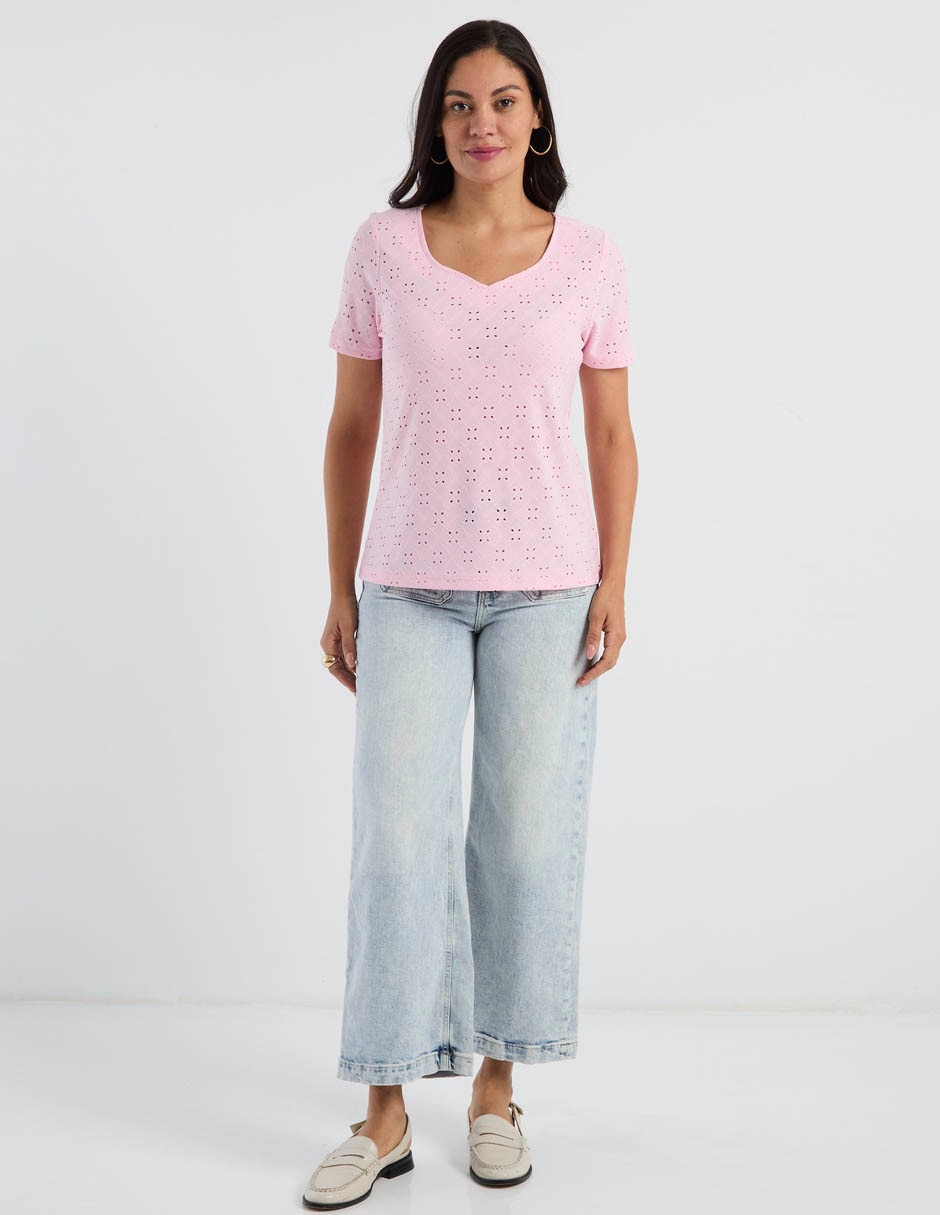 Playera manga corta Morango cuello redondo para mujer