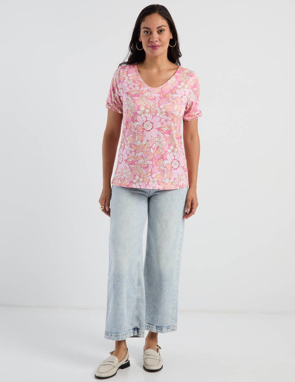Playera manga corta cuello v para mujer 3