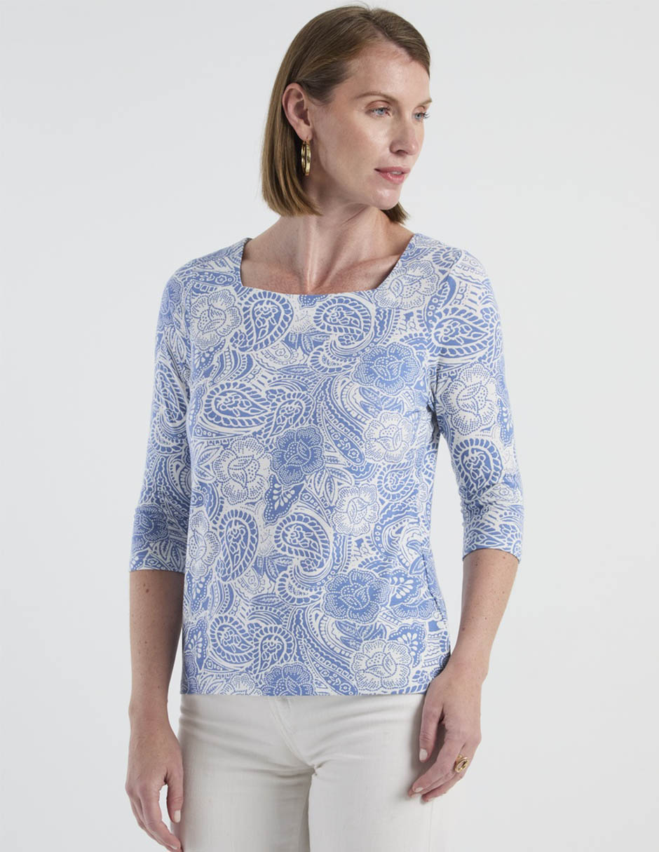 Playera manga cuello cuadrado para mujer