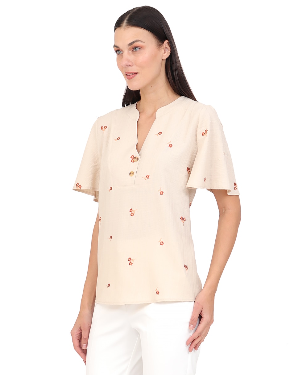 Blusa duplan manga corta para mujer