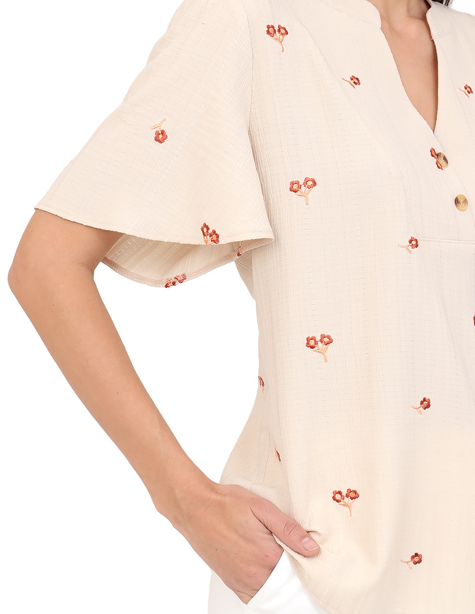Blusa duplan manga corta para mujer