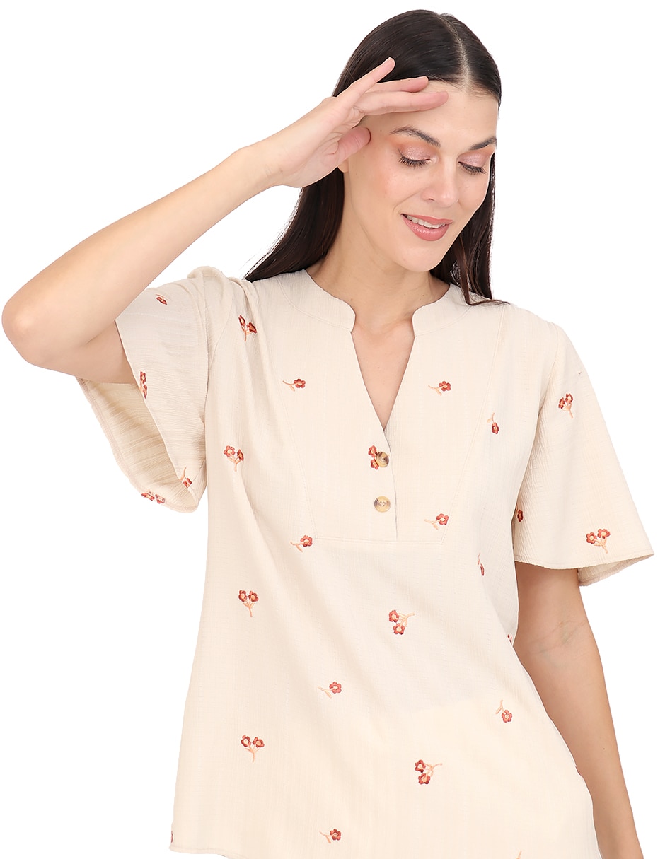 Blusa duplan manga corta para mujer